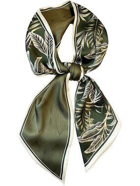 Women's Green Feather Scarves Lo Scarves Long Skinny Silky Hair Bags Scarf